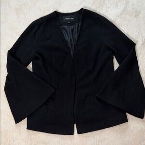 Who What Wear Women’s Black Bell Sleeve Blazer Jacket Collarless Large EUC Lined
